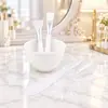 Cuenco de silicona blanca simple para mascarilla, herramienta de spa para hacer mascarillas caseras, venta directa de fábrica