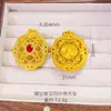 Pingente Budista de Quatro Folhas em Filigrana Recortada, Dourado de Areia Vietnamita Antigo com Incrustação de Diamantes, Nova Joia Pingente Dupla Face em Estilo Chinoiserie que Não Desbota por Muito Tempo
