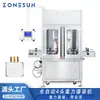 Máquina de Llenado por Gravedad Automática 4 Cabezales Zonesun Equipo de Llenado Cuantitativo de Líquidos de Precisión para Perfume, Loción, Aceite Esencial