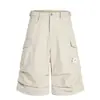 D3022 Shorts Cargo Retrô Americano de Verão de Alta Qualidade Neutro com Múltiplos Bolsos Laterais Design Masculino Solto Reto