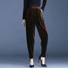 Pantalones Harem de Terciopelo Holgados Adelgazantes de Talla Grande para Primavera y Otoño Transfronterizos del Sudeste Asiático con Cintura Elástica en Color Sólido