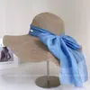 Sombrero de Paja con Visera Retro y Lazo de Gasa Ligera para Mujer, Sombrero de Pescador de Ala Ancha para Protección Solar de Verano para Vacaciones y Salidas a la Playa