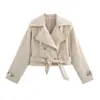 Ropa Europea y Americana Transfronteriza para Mujer AliExpress Venta Caliente Moda Casual Gabardina con Solapa y Cinturón Abrigo