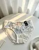 Calcinhas Rendadas Picantes com Estampa de Leopardo e Bolinhas, Pretas e Brancas Vazadas de Cintura Alta Finas para Mulheres