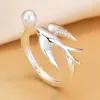 Anillo de Pájaro y Perla de Diseño de Nicho Francés para Mujer, Nuevo Estilo Chino Estilo Fresco Anillo para Dedo Índice de Gama Alta Accesorios de Gama Alta