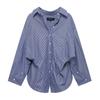 Conjunto de Top de Camisa a Rayas Europeo y Americano Transfronterizo y Pantalones Casuales 2020458 6929435 3152439