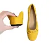 Bailarinas cuadradas de gamuza estilo francés para mujer, otoño 2026, súper ventas, zapatos planos poco profundos con lazo amarillo
