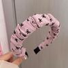 Diadema Rosa Estilo Onda Lunares para Mujer Diadema de Presión Superior Craneal Alta Temperamento Lazo Clips para el Cabello No Inclinación Cabeza Cara Pequeño Tocado
