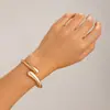 Pulsera Metálica Irregular Transfronteriza con Diseño de Gota de Agua, Superficie Pulida, Banda Ancha, Estilo Europeo y Americano de Moda, Pulsera con Cierre de Resorte Metálico Exagerado