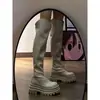 Botas Largas de Mujer con Tacón Grueso Estilo Francés 2026 Otoño e Invierno Nuevas Versátiles Versión Coreana Botas de Moda sin Cordones Botas Ajustadas