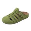 Chinelos Meia-Bota Femininos Chinelos de Verão Femininos para Usar Fora Novo Estilo Francês Retrô Couro Genuíno Birkento Drag Flat Slip-on Sapatos Muller