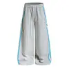 Pantalones deportivos casuales de estilo retro a rayas americanos, modernos y únicos, pantalones largos rectos de corte holgado para hombres y mujeres, pantalones de pierna ancha para parejas
