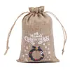 2024 nuevo paquete de lino con cordón de ajuste, bolsa de regalo, bolsa pequeña de tela, bolsa de regalo de Navidad, conjunto al por mayor