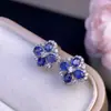 Brincos de safira natural, azul royal premium, alta clareza, cor com fogo completo, pedra principal 3x4mm