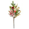 Festival de Natal Festival de Pinhas Acessórios de Decoração Bola Dourada Folhas de Ouro Simuladas Flocado Frutas Vermelhas Frutas Vareta de Inserção