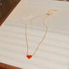 Collar de acero de titanio joyería femenina Red de Corea del Sur diseño nicho de lujo ligero nuevo colgante de amor cadena de clavícula simple de corazón de melocotón