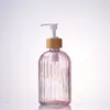 Botella de Lavado de Manos de Rayas Verticales de Alta Calidad, Vidrio Espeso, Botella Dispensadora Multifuncional para Loción y Gel de Ducha, Botella de Vidrio Resistente a la Humedad y al Calor