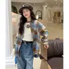 Conjunto de Primavera e Outono para Meninas 2026: Camisa xadrez casual estilo coreano para meninas mais velhas combinada com jeans