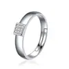 Anel de Liga com Seis Garras e Diamante Simulado para Mulheres, Simples e Fashionável Estilo Casal Zircônia Proposta Casamento Anel Aberto Atacado Aliança de Casamento