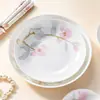Cuencos y Platos de Arroz de Cerámica para Uso Doméstico, Color Bajo Esmalte de Alta Gama, Nuevo Estilo Chino Vajilla de Porcelana de Hueso para Fideos, Platos de Pescado, Juego de Vajilla