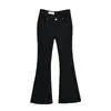 Jeans Oscuros Lavados Elásticos Vintage para Mujer, Corte Delgado, Cintura Alta, Pierna Larga, Pantalones Acampanados Adelgazantes
