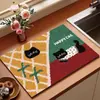 Esterilla Escurridora de Cocina Estilo Retro Americano, Esterilla Absorbente de Tierra de Diatomeas de Secado Rápido para Mesa, Base Resistente al Calor para Encimera, Esterilla para Secar Tazones y Palillos
