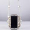Bolso bandolera versátil de moda con patrón hueco tejido acrílico con perlas nuevas hechas a mano y personalizadas con borde cruzado