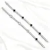 Pulsera de Cadena Tenis Trébol de Cuatro Hojas de Acero de Titanio, Versátil, de Alta Gama, Lujo Ligero, Pulsera de Trébol de Cuatro Hojas con Circonita, Exquisito Diseño de Lujo Ligero