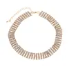 Collar de cadena de garra de diamantes de imitación de moda europea y americana, 5 filas, totalmente de diamantes, collar corto brillante, cadena para el cuello de tarjeta, cadena de cuello, femenino, al por mayor N407
