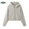 Sudadera con Capucha y Media Cremallera para Mujer de Punto de Bucle Grande 400g Otoño/Invierno Moda Estilo Moderno Top Impresible