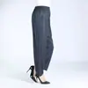 Comércio Exterior Plus Size Meia-idade e Idosos Verão Finos Respiráveis Calça de Flor de Nove Pontos Calça de Mãe Calça Reta Solta de Seda de Gelo