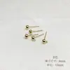 Brincos de Agulha de Prata 925 com Furo Horizontal Banhados a Ouro 14K Bolas Redondas Pequenas Estilo Básico Versátil Materiais e Acessórios para Brincos DIY