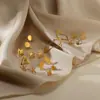 Pendientes Geométricos Huecos de Acero Inoxidable Simples Transfronterizos Chapados en Oro de 18k Pendientes con Forma de Corazón Cuadrado Pendientes Pequeños para Mujer en stock