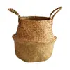 Cesta de Armazenamento de Palha e Vime para Vasos de Flores e Plantas Dobrável de Bambu, Vime, Rattan com Alça