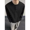 Colección Otoño 2026: Camiseta de manga larga estilo Hong Kong con cuello Henley extragrande