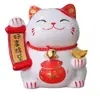 Adorno de Gato de la Fortuna de Cerámica de 4 pulgadas para Abundante Riqueza y Prosperidad, Alcancía de Bolsa de Dinero, Decoración para Coche y Tienda, Venta al por Mayor