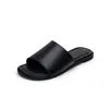 Sandálias Femininas de Couro Genuíno de Solado Plano, Tamanho Grande, para Uso Externo, Slip-Ons Casuais Simples, Novo Estilo de Verão Preto