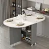 Mesa de jantar dobrável para uso doméstico em apartamentos pequenos, simples, multifuncional, móvel com rodas, adequada para imóveis de aluguel, pequena mesa de jantar retangular