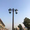 Lámpara de Jardín de Poste de Aluminio de Doble Cabezal, Lámpara de Calle para Comunidad, Lámpara para Césped de Proyecto de Jardín de Villa, Lámpara para Camino de Parque Paisajístico, Lámpara de Poste Alto