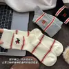 Calcetines de Algodón para Mujer, Calcetines Blancos para Principios de Primavera y Otoño, Calcetines de Media Pantorrilla a Rayas, Estampado Lindo de Cachorro, Calcetines de Media Pantorrilla Estilo Universitario