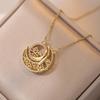 Collar para Mujer Moda Transfronteriza Amor Flor Colgante con Gema Diseño Nicho Combinación Total Cadena Clavícula Joyería al Por Mayor