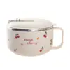 Tazón de Acero Inoxidable para Fideos Instantáneos Caricatura con Tapa Dormitorio de Estudiante Tazón Portátil Fiambrera con Drenaje Tazón para Almuerzo de Comedor Regalo
