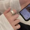 Anillo Nuevo de Plata 925 de Moda para Mujer, Simple y Versátil, Apilable, Anillo Abierto Ajustable, Anillo para Dedo Índice Estilo Ins de Celebridad de Internet