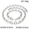 Pulseira Corrente de Aço Inoxidável Elegante e Versátil com Cantos Afiados Corrente de Elos O com Borda Cortada Fecho Lagosta Conjunto de Colares para Homens e Mulheres
