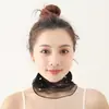 Bufanda de Cuello de Color Sólido con Perlas para Verano, Protección Solar, Cuello Falso, Bufanda de Seda, Malla Transpirable, Accesorios para Niños, Bufanda de Cuello