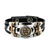 Pulsera de Cuero con Brújula y Logo de Odín Vikingo Nórdico Unisex Punk Vintage con Cuentas Cuerda de Mano Joyería de Mano