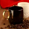 Taza de cerámica personalizada, taza de café de lujo ligero, taza creativa para parejas con asa chapada en oro, par de tazas, regalo de empresa, taza promocional