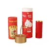 Las cosas buenas suceden. Latas de Papel para Pareados de Primavera Son Personalizadas. Se proporcionan especialmente latas cilíndricas de papel rojas y festivas para la impresión de texto.