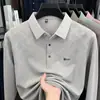 Nueva Camiseta de Manga Larga para Hombre de Primavera y Otoño Cuello de Solapa Casual Versátil Camisa Polo Camiseta para Hombre de Mediana Edad Estilo Padre Holgado