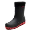 Botas de lluvia cortas transfronterizas para hombre, antideslizantes, impermeables, de moda, con forro polar, zapatos de goma, para trabajo en cocina, zapatos de agua, cubrebotas